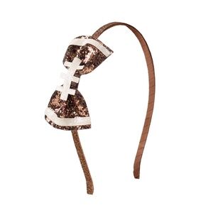 Girl's Glittery Football Bow Headband Game Day